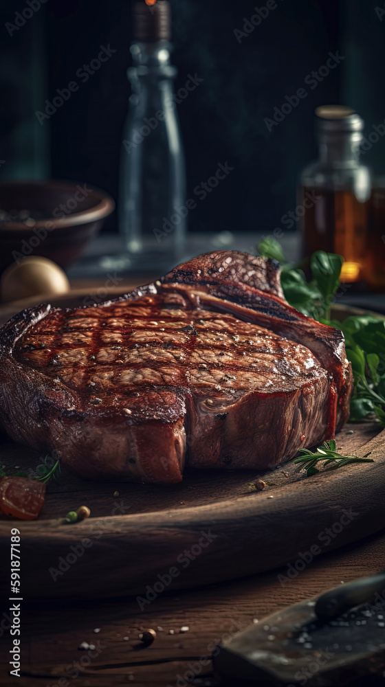 Delicioso bife de lombo grelhado. Gerada por AI.