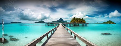 Pier in a tropical island paradise in beautiful clear water. © Melipo-Art