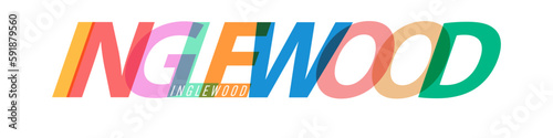 INGLEWOOD. The name of the city on a white background. Vector design template for poster, postcard, banner photo