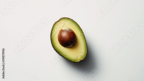 A Photo Of A Sliced Avocado On A Plain White Background With The Words Healthy Fats In Simple Font. Generative AI