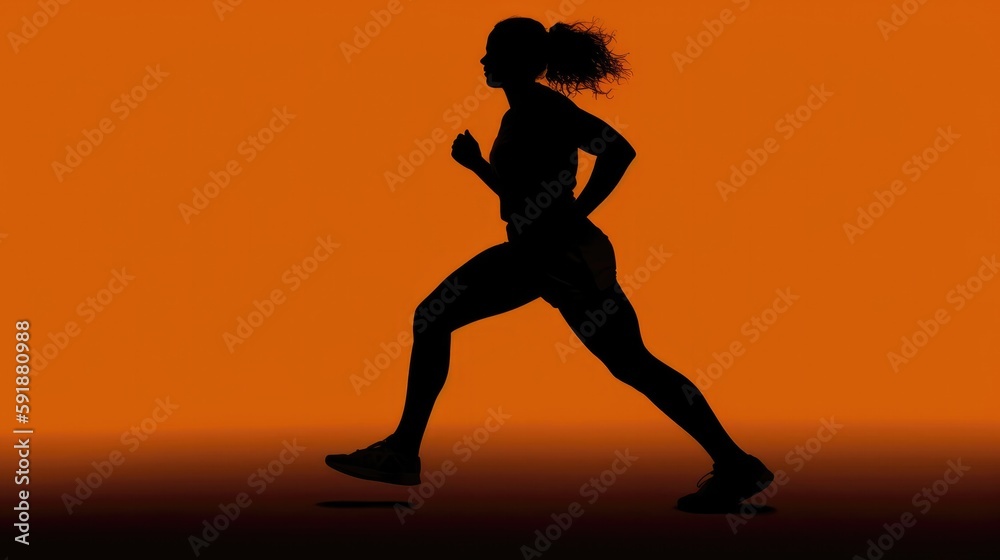 A Silhouette Of A Runner Against A Gradient Background. Generative AI