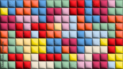 Colorful tetris background pattern. 3D tetris background pattern. Colorful geometric pattern background. Retro computer geometric pattern. 