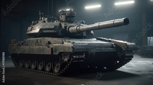 A Tank With A Sleek Grey Finish And A Mounted Machine Gun. Generative AI