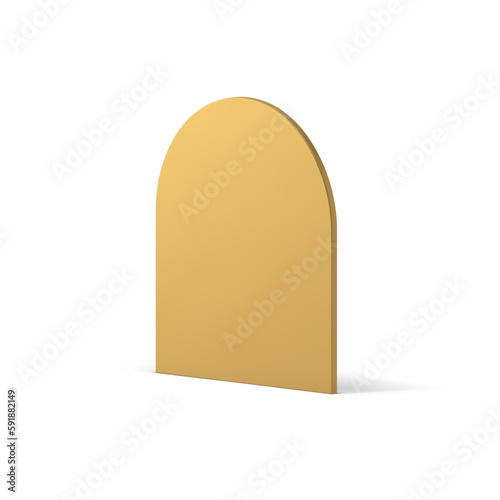 3d curved semicircle wall golden premium metallic icon for logo presentation decor design vector