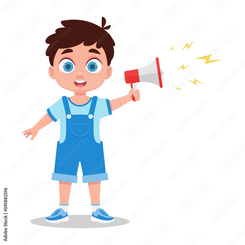 Child with a megaphone in his hand Child with a megaphone in his hand