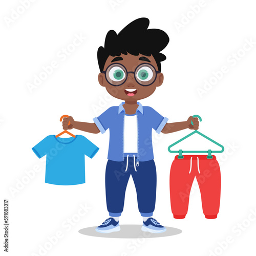 Child trying on things