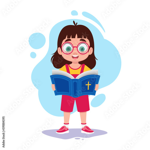 Child enjoys reading the Bible