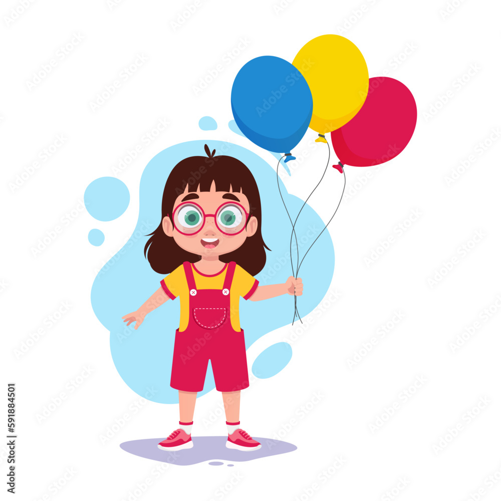 Girl with balloons in her hands