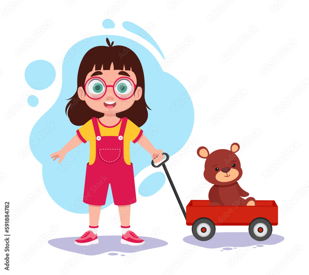 Girl playing with a teddy bear Girl playing with a teddy bear