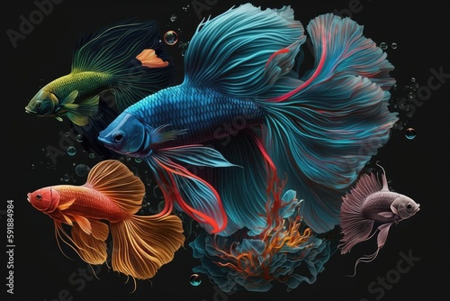colorful fish swimming in a vibrant underwater world. Generative AI