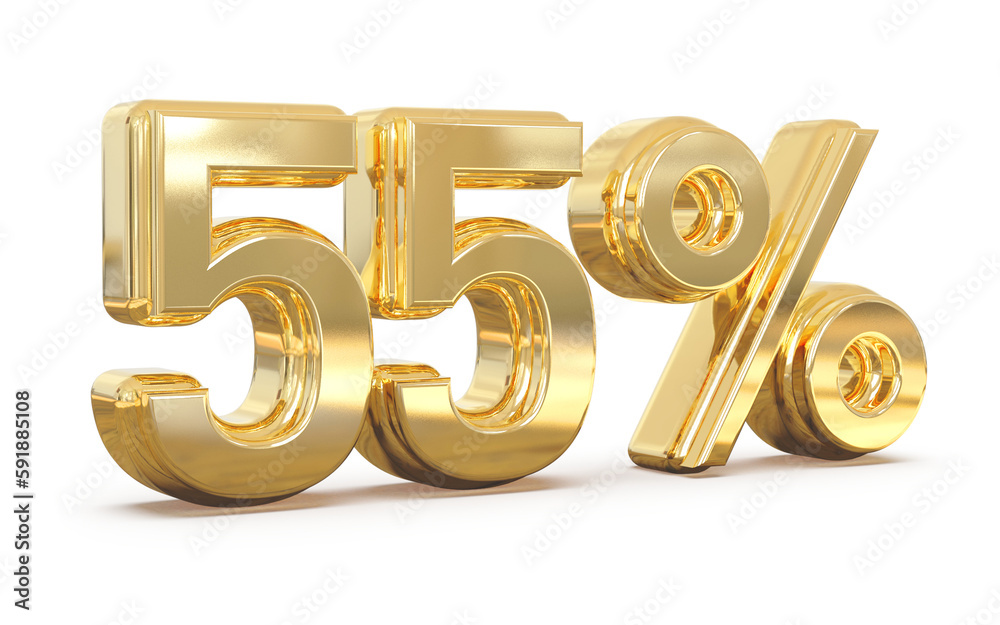 Obraz premium 3d Number 55 Percent Gold