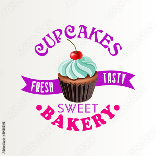 cupcakes bakery vector logo design