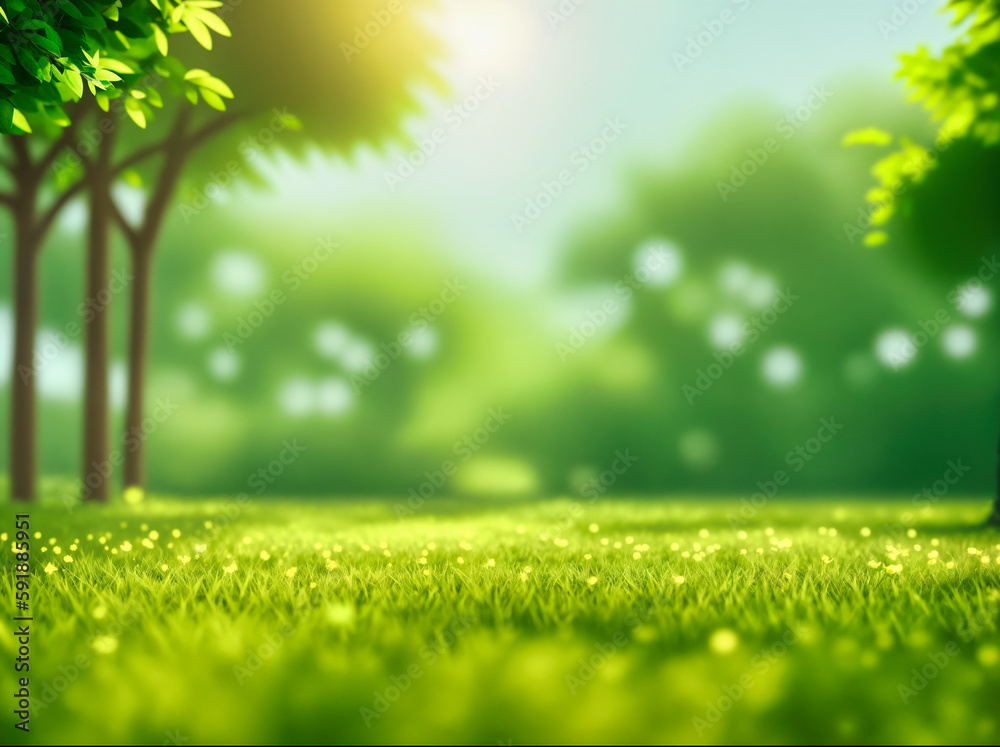 Obraz premium Green blurred background and sunlight