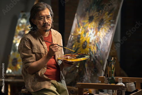 A veteran painter of studio painting