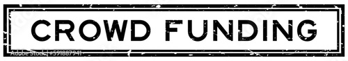 Grunge black crowd funding word square rubber seal stamp on white background