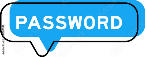 Speech banner and blue shade with word password on white backgroundz