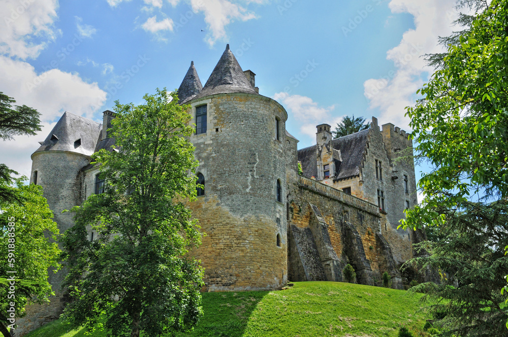 France, picturesque castle of Fayrac in Dordogne