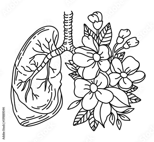 Floral Lungs. Human Lung. Vector illustration