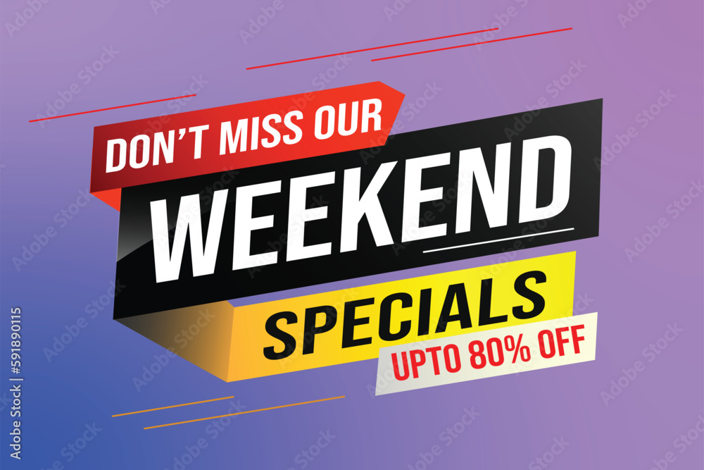 Weekend Special sale tag. Banner design template for marketing. Special offer promotion retail. background banner modern graphic design for advertising store shop, online store, website, landing page