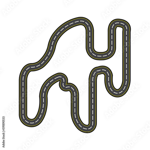 Free vector video game racing track road map