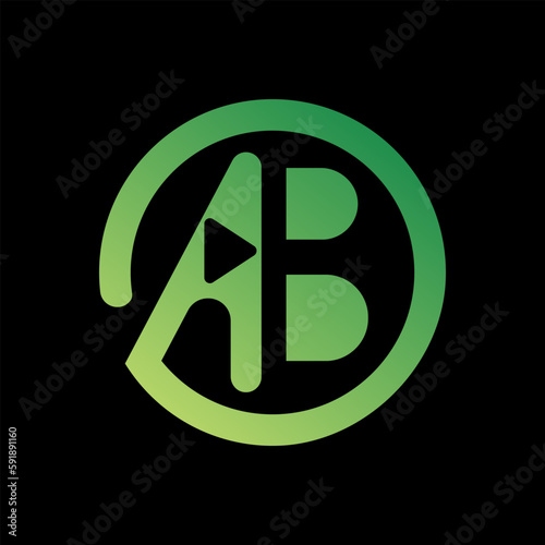 Green and black logo with the letter ab in a circle for music logo
