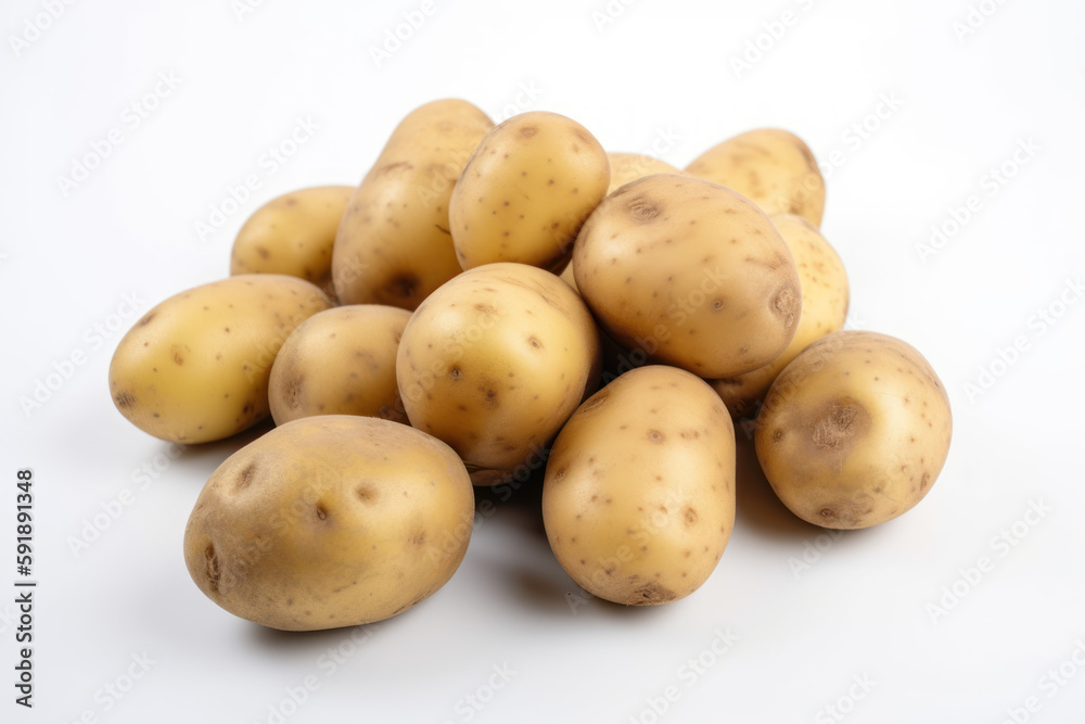 Potato, a lot of potatoes stacked, white background, isolated, cooking ingredients, cutout, product image, generative ai, Fresh tasty vegetables, Fresh ingredients Potato, a lot of potatoes stacked, white background, isolated, cooking ingredients, cutout, product image, generative ai, Fresh tasty vegetables, Fresh ingredients