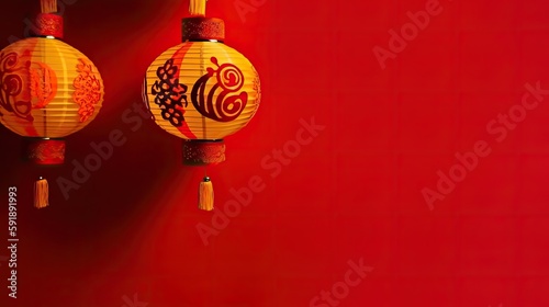 lanterns chinese new year decoration with generative ai