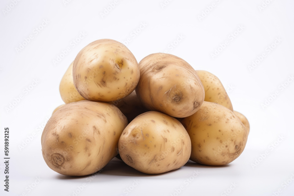 Potato, a lot of potatoes stacked, white background, isolated, cooking ingredients, cutout, product image, generative ai, Fresh tasty vegetables, Fresh ingredients Potato, a lot of potatoes stacked, white background, isolated, cooking ingredients, cutout, product image, generative ai, Fresh tasty vegetables, Fresh ingredients