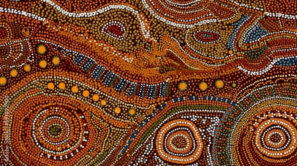 Australian Aboriginal traditional dot art texture background design, pattern, Generative AI