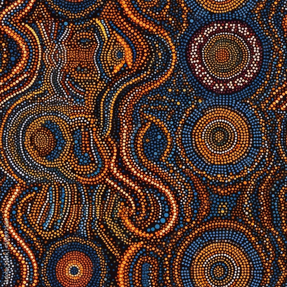 Australian Aboriginal traditional dot art texture background design, pattern, Generative AI Australian Aboriginal traditional dot art texture background design, pattern, Generative AI