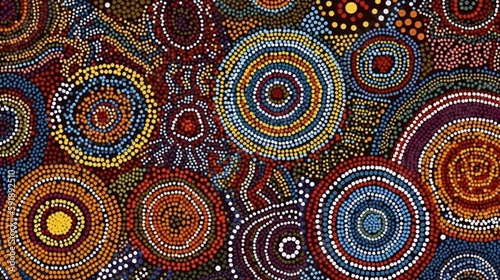 Australian Aboriginal traditional dot art texture background design, pattern, Generative AI