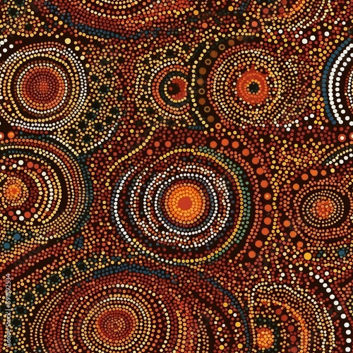 Australian Aboriginal traditional dot art texture background design  pattern  Generative AI