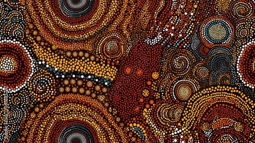 Australian Aboriginal traditional dot art texture background design, pattern, Generative AI