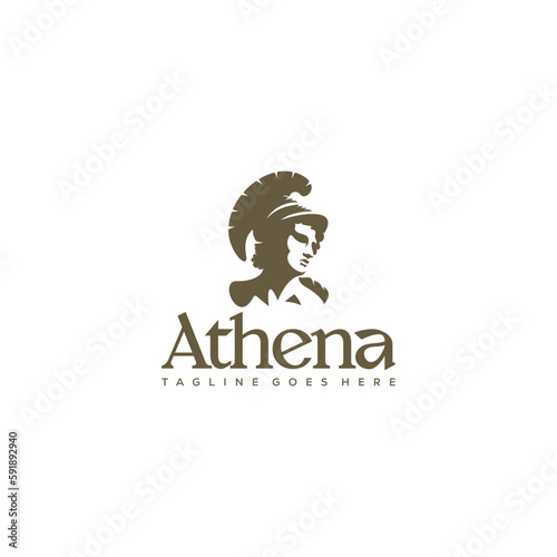 Athena the goddess vector logo illustration design