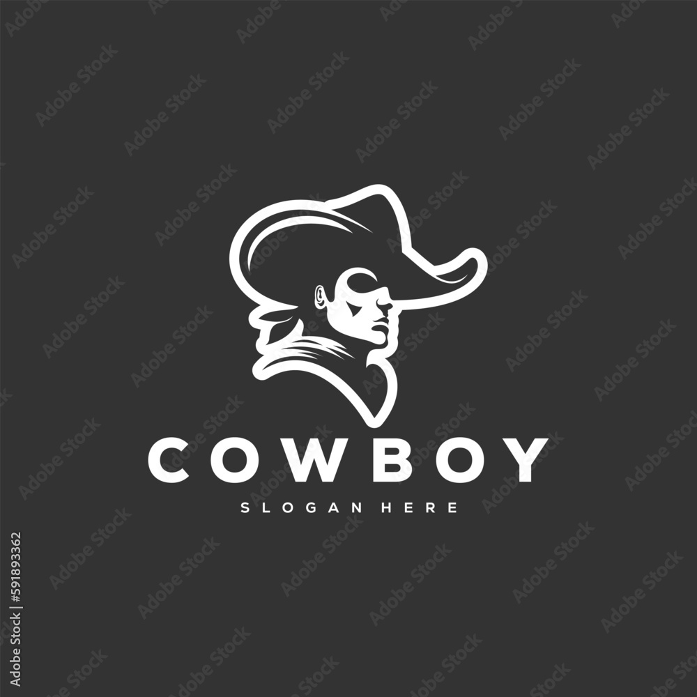 cowboy head man logo illustration design cowboy head man logo illustration design