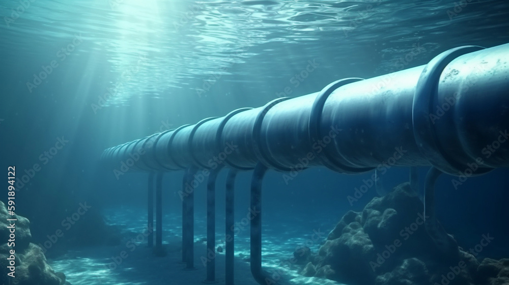 underwater gas pipeline, created by a neural network, Generative AI ...