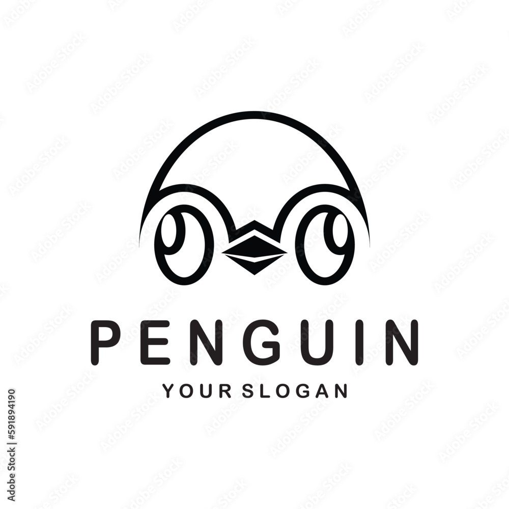 simple penguin logo design template illustration.