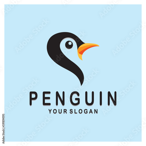 simple penguin logo design template illustration. photo