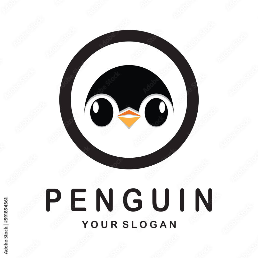 simple penguin logo design template illustration.