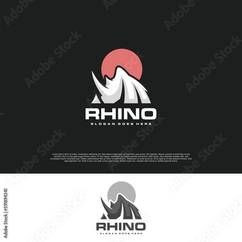 rhino vector logo design illustration