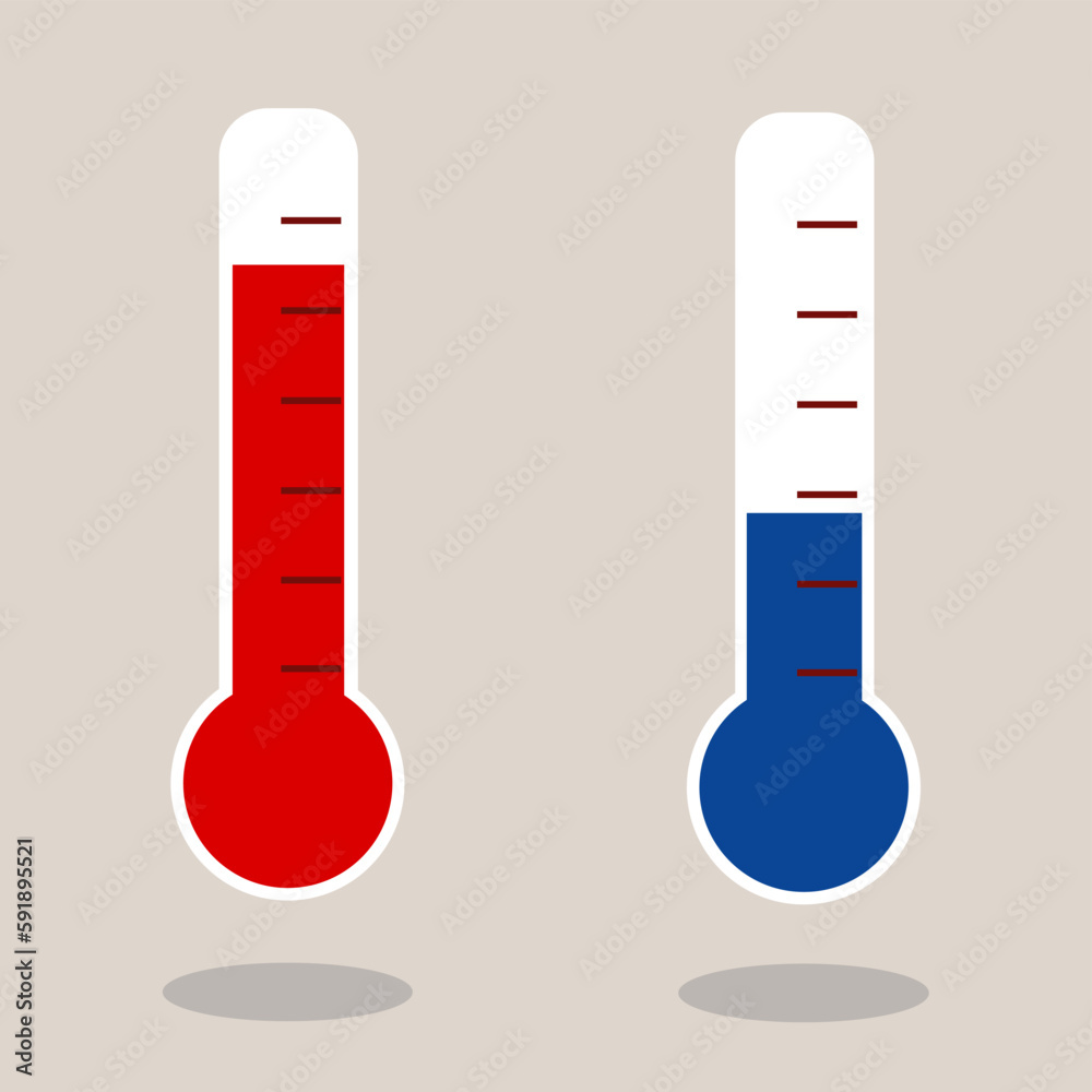 Cold and hot icon vector. Temperature illustration sign. Thermometer symbol. Set of heat logos Cold and hot icon vector. Temperature illustration sign. Thermometer symbol. Set of heat logos