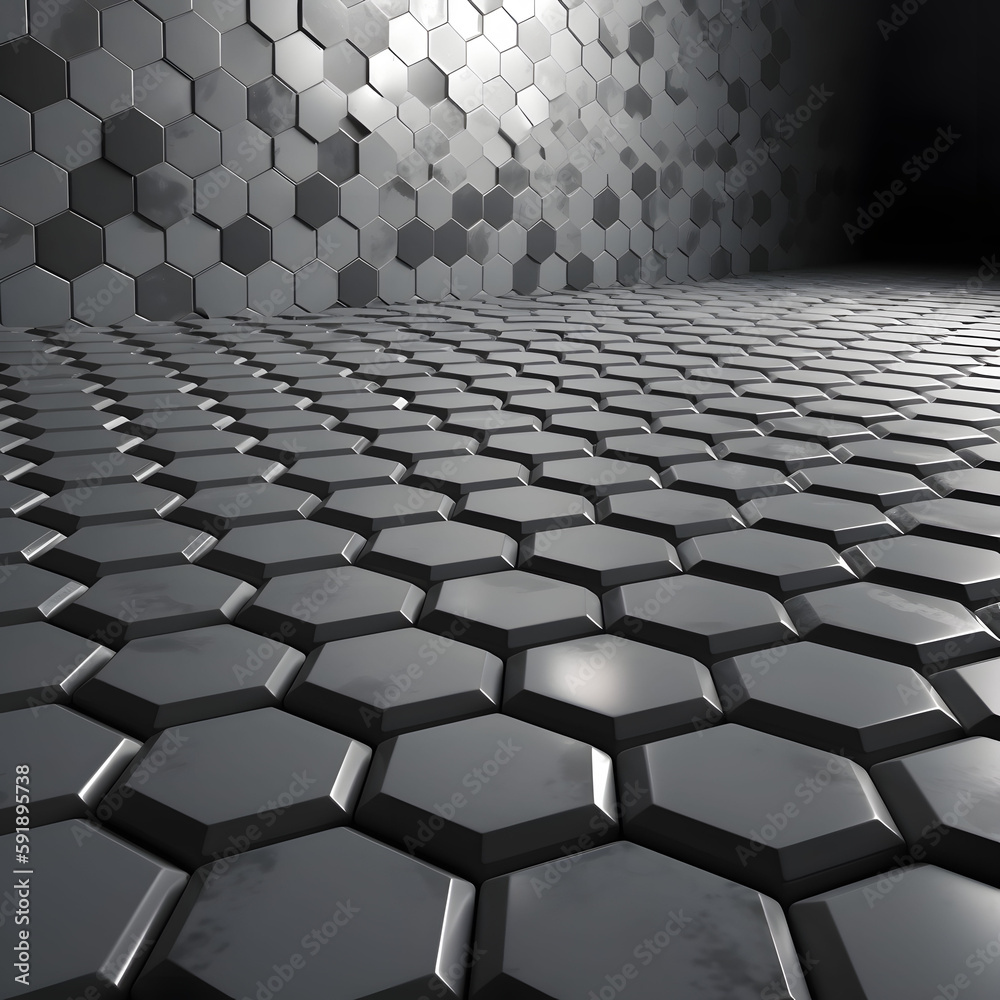 Fototapeta premium abstract 3d background hexagons black white grey wallpaper design