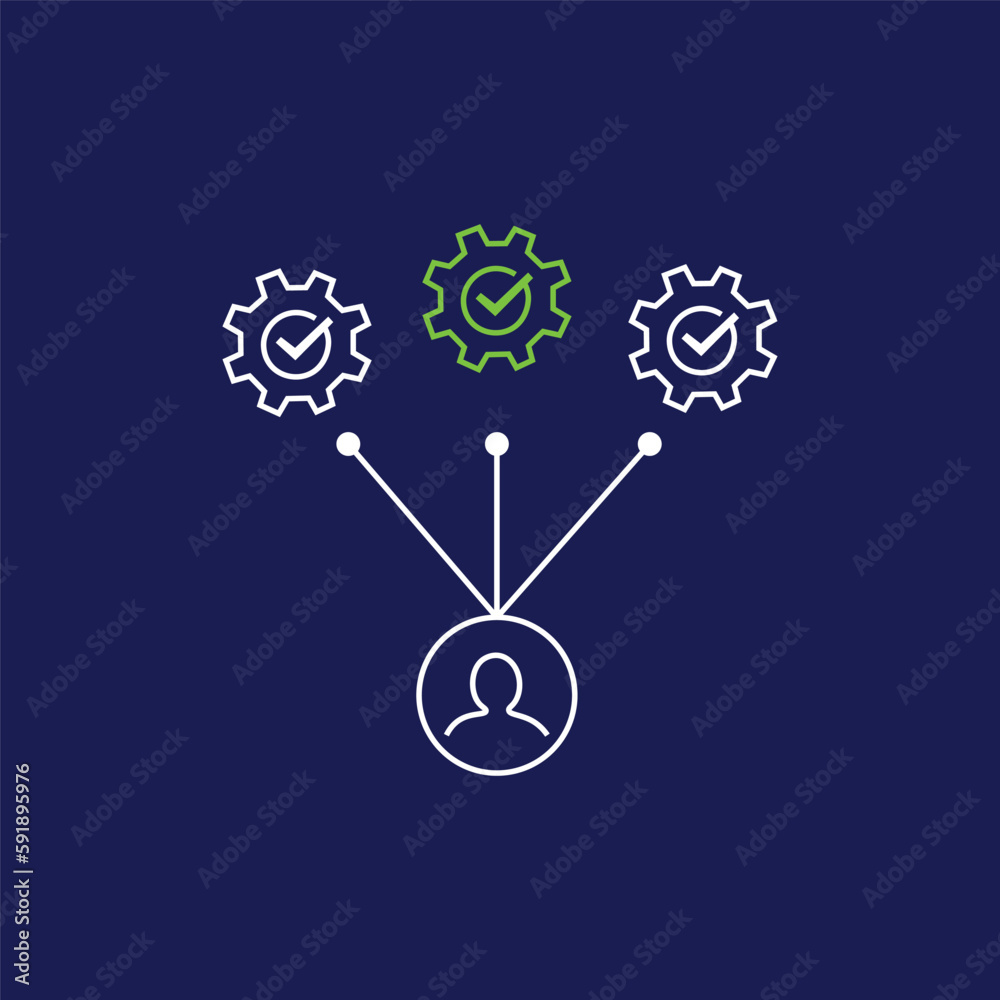 A set of icons with settings and process. Labor exchange and analytics. Setup icons.Process icons.