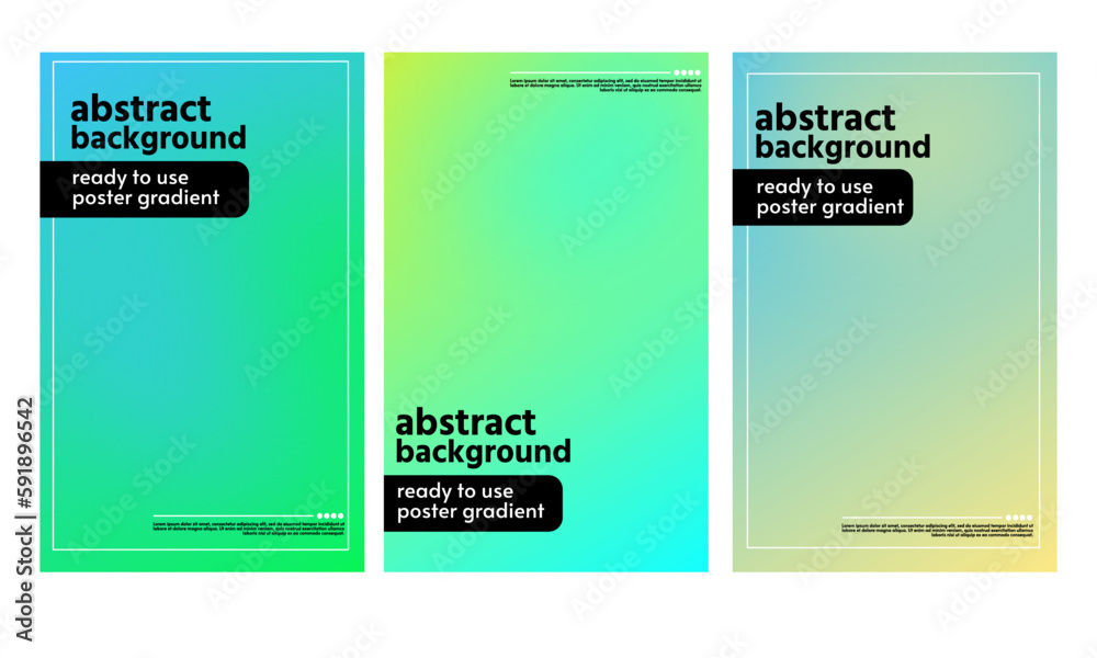 Blurred backgrounds set with modern abstract color gradient. Suitable for brochures, posters, banners, flyers and cards
