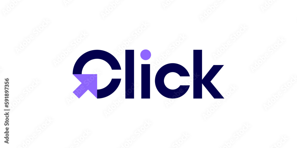 Click wordmark logo design vector illustration. This logo can be used in both technology and financial businesses Or online based services. icon, symbol, creative, logotype.