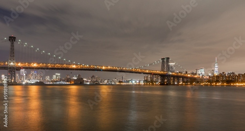 View of the Brooklyn  Manhattan and Williamsburg Bridge at night. Long Exposure Photo Shoot.