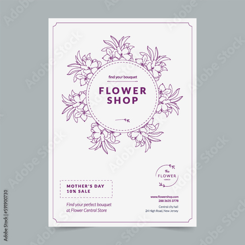 Flower Shop Sale Flyer Template. A clean, modern, and high-quality design of Flyer vector design. Editable and customize template flyer