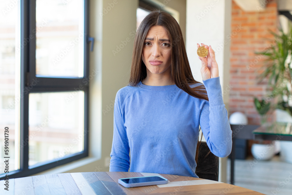 feeling sad and whiney with an unhappy look and crying. virtual money concept feeling sad and whiney with an unhappy look and crying. virtual money concept