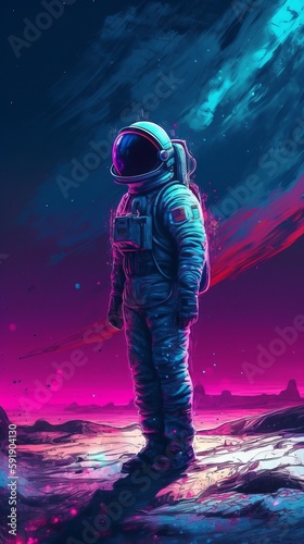 Figure astronaut astronaut stands on the background of space Generative AI