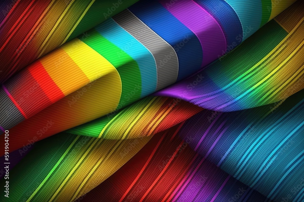 Fototapeta premium vibrant striped fabric on a black background. Generative AI